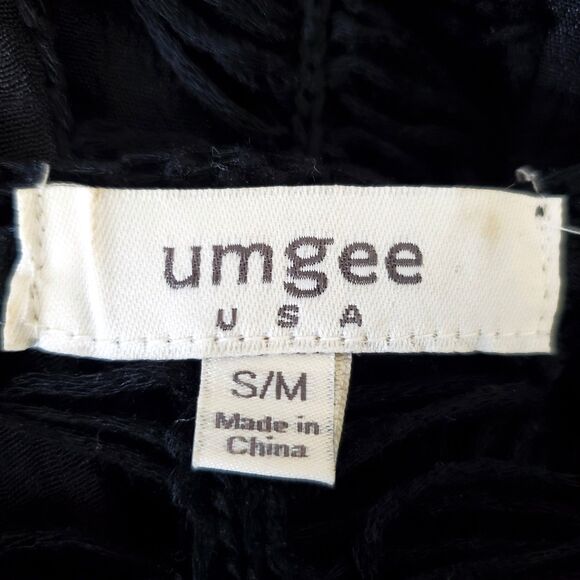 Umgee Peasant Top Womens Size S/M Black Crochet Cut Out Peasant Goth Darkwear - Picture 9 of 10